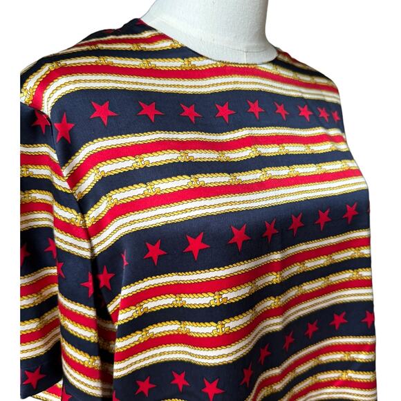 Vintage Saks Fifth Ave Silk NAUTICAL Patriotic Peter Nygard top size 10 - Picture 8 of 11